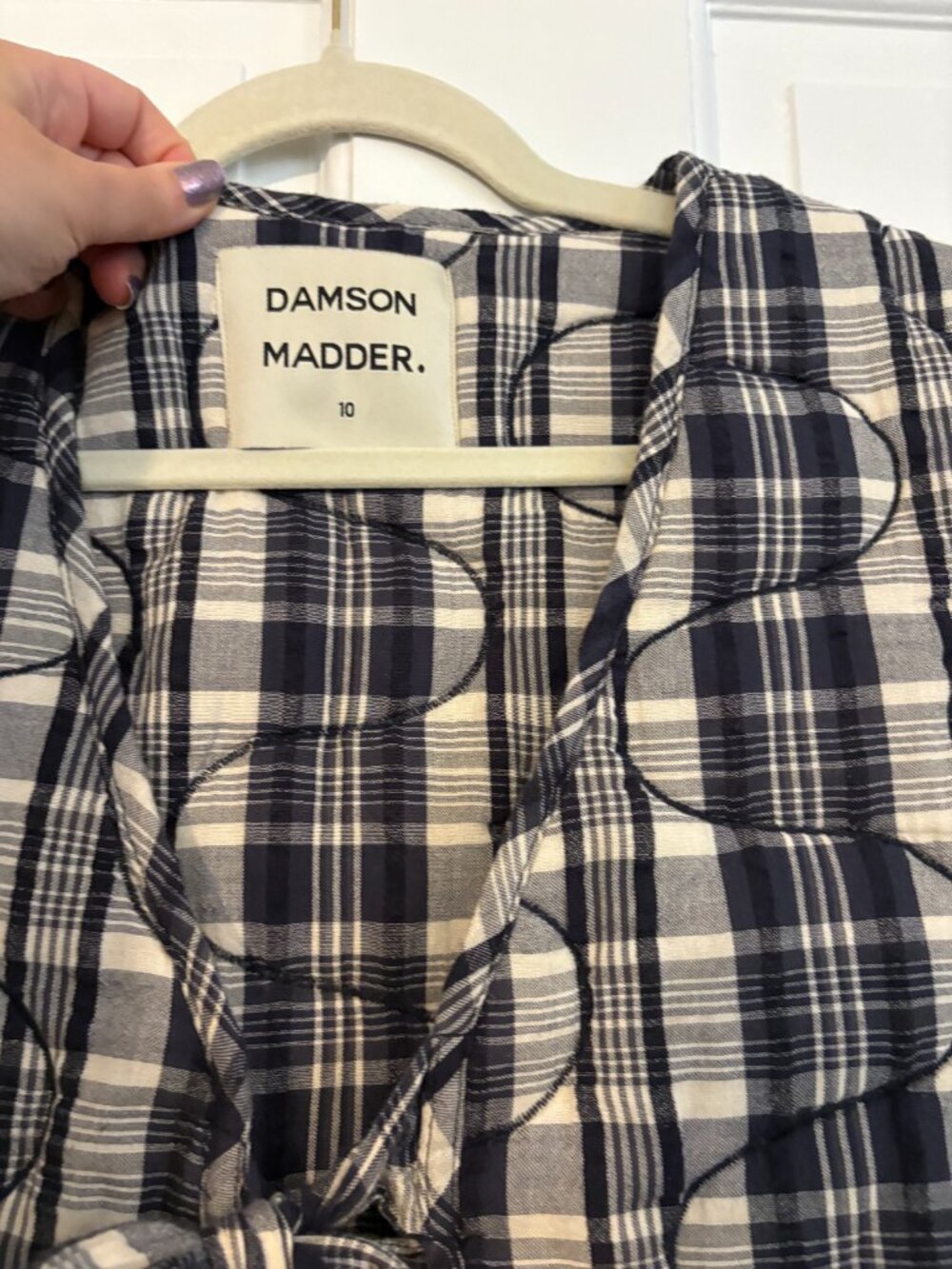 Damson Madder Arte Toggle Gilet Cotton Ruffle Plaid Vest - UK 10 / US 6 - Picture 7 of 9